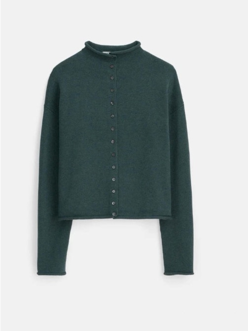 Alex Mill Taylor Cotton Cashmere Rollneck Cardigan in Moss